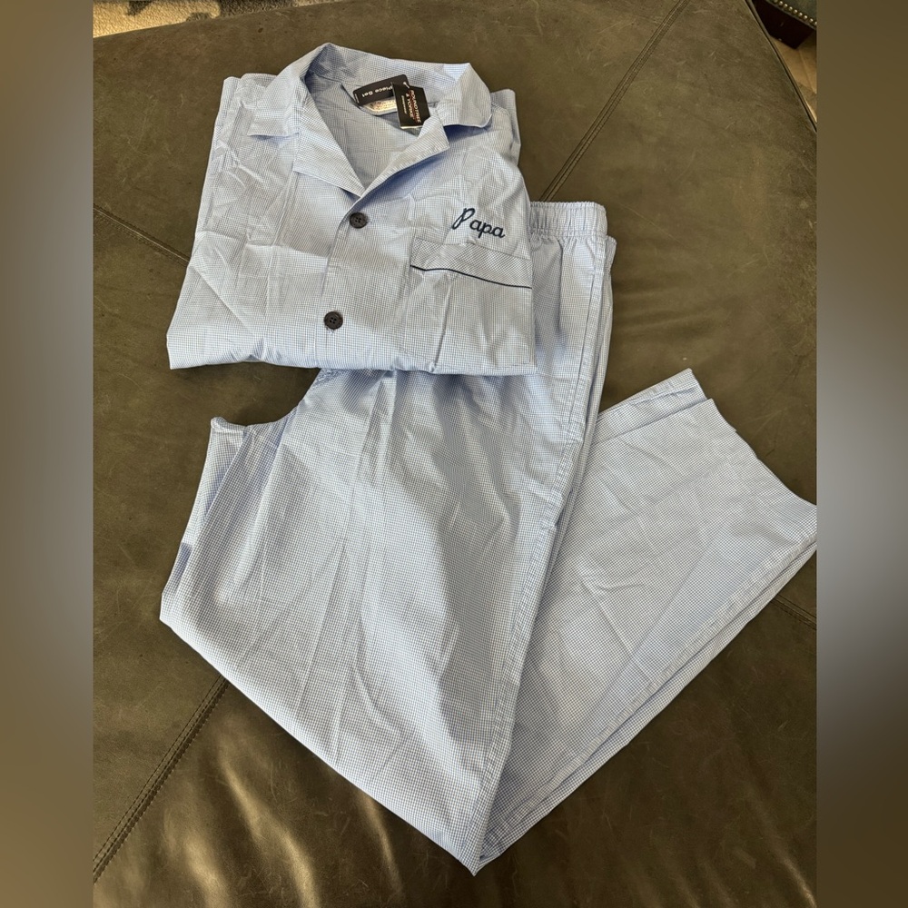 Roundtree & Yorke Blue Check Pajama Set